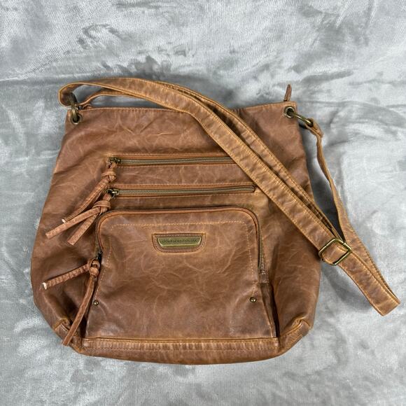 Stone‎ Mountain Smokey Crossbody Bag Purse Cognac Brown 13x12 - Picture 2 of 13